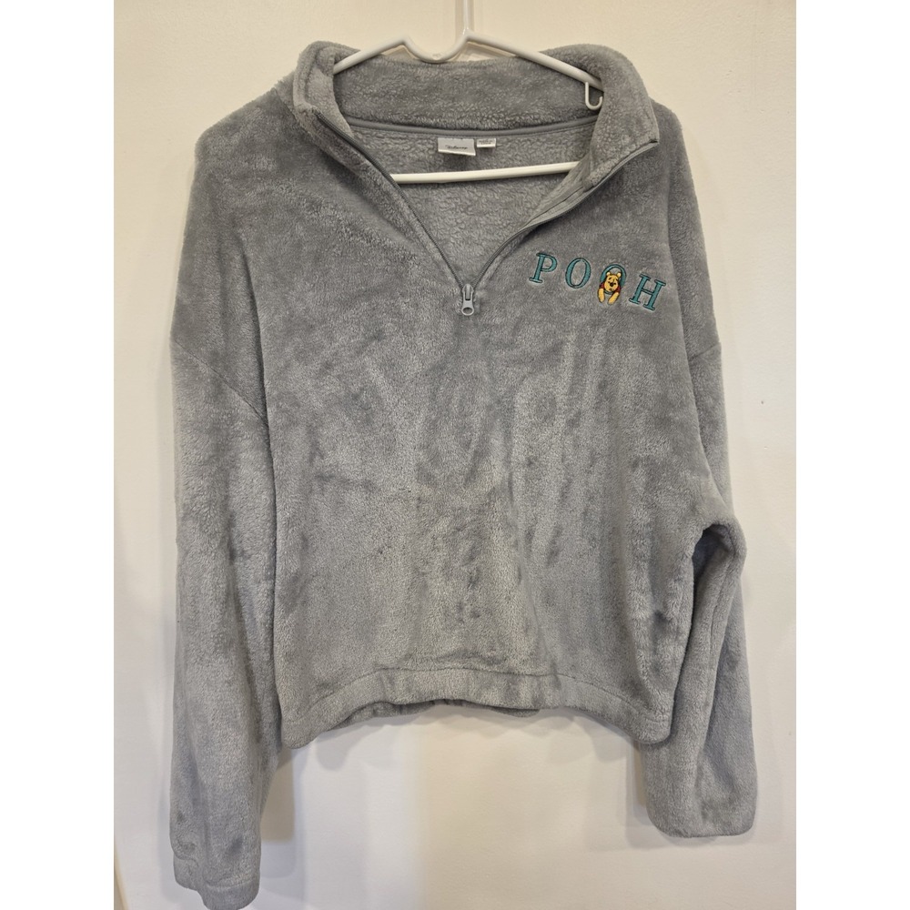Winnie The Pooh Fleece Sweatshirt 1/4 Zip Up Pullover Sz L Disney